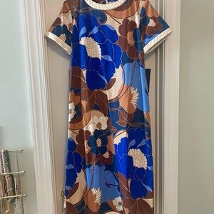 Tuckernuck Casual Blue and Brown Maxi Dress with Braided Collar